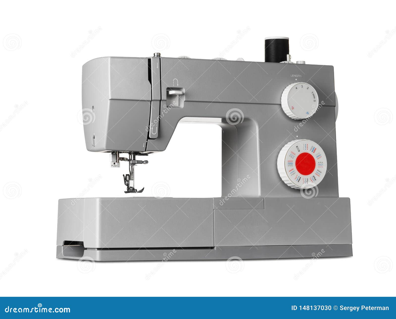 Modern Electric Sewing Machine Stock Photo - Image of grey, craft
