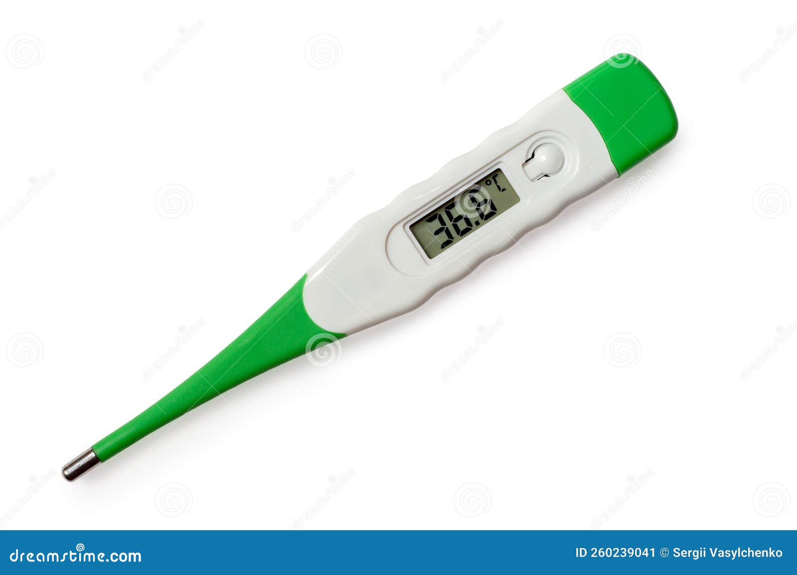 Modern Electronic Thermometer on a White Background. Stock Image