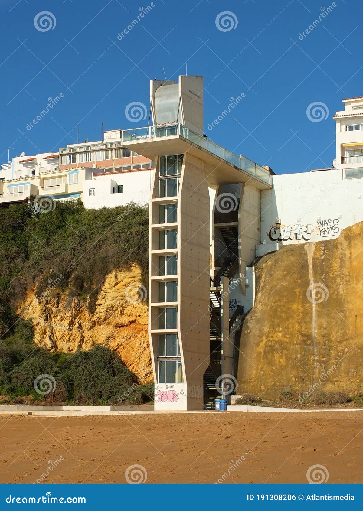 Modern Elevator from the Upper Town To the Beach in Albufeira, Algarve