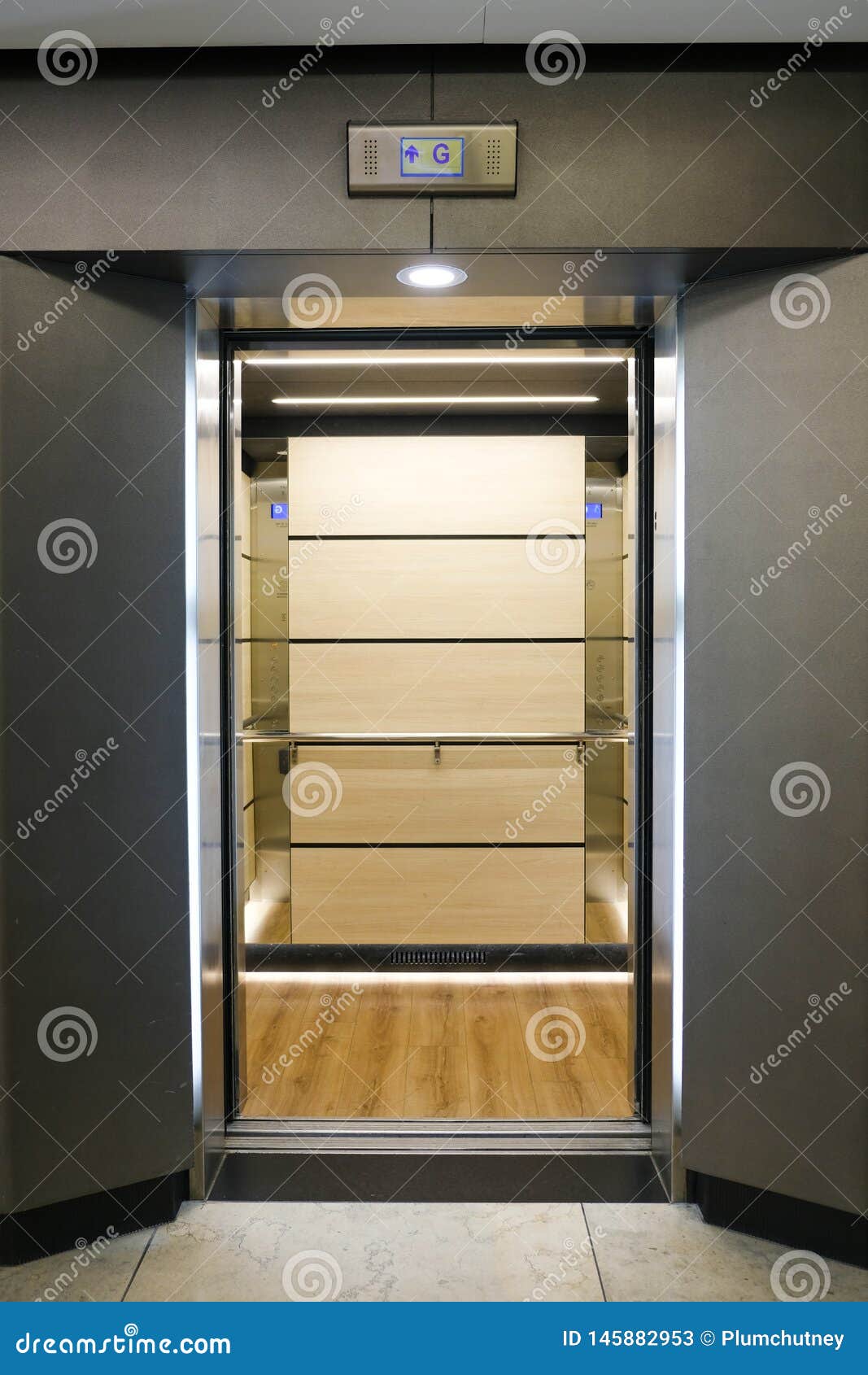 Modern Elevator with Doors Open in Office Building Stock Image Image