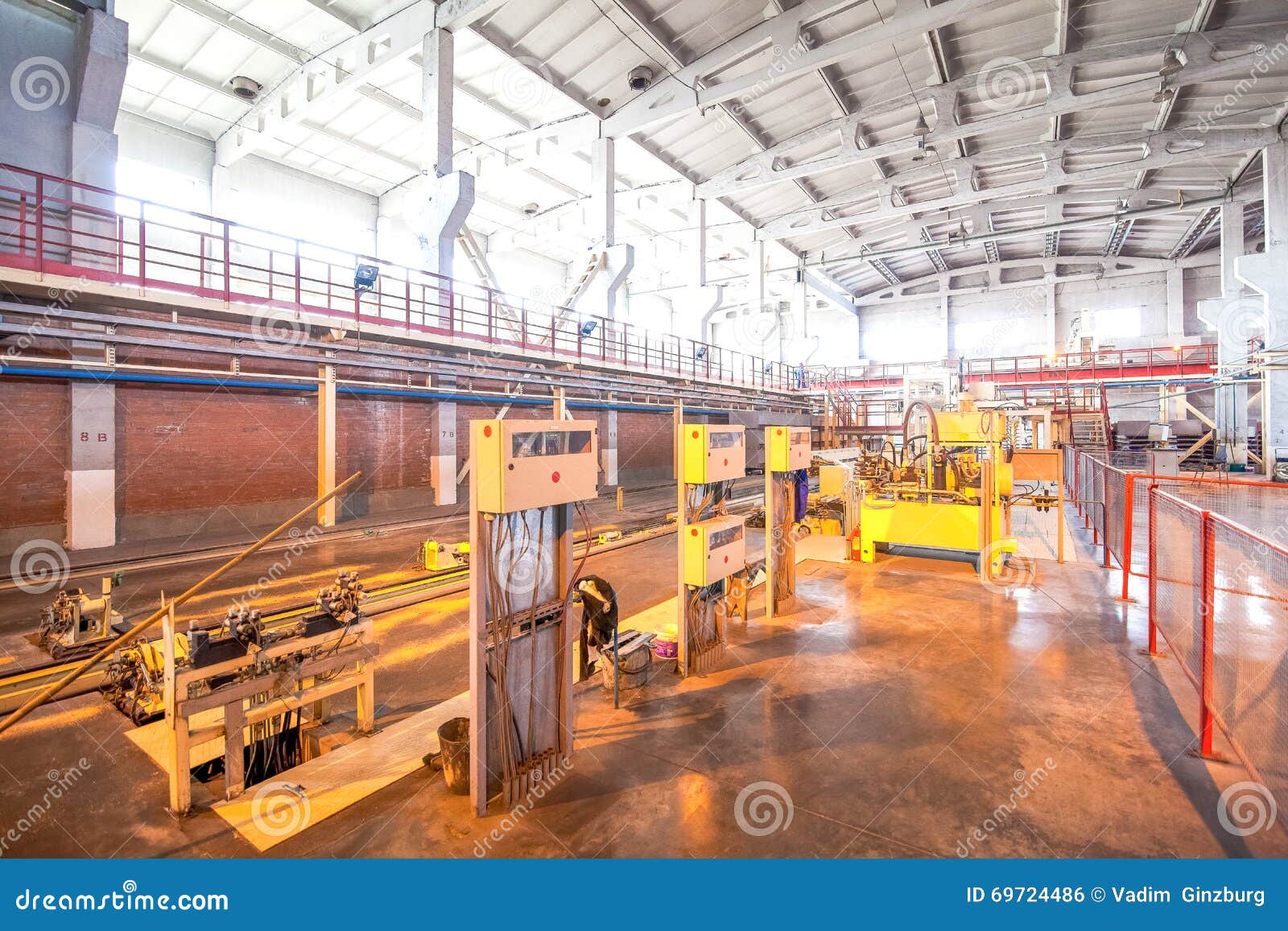 Modern Equipment at Factory Producing Concrete Blocks Stock Photo