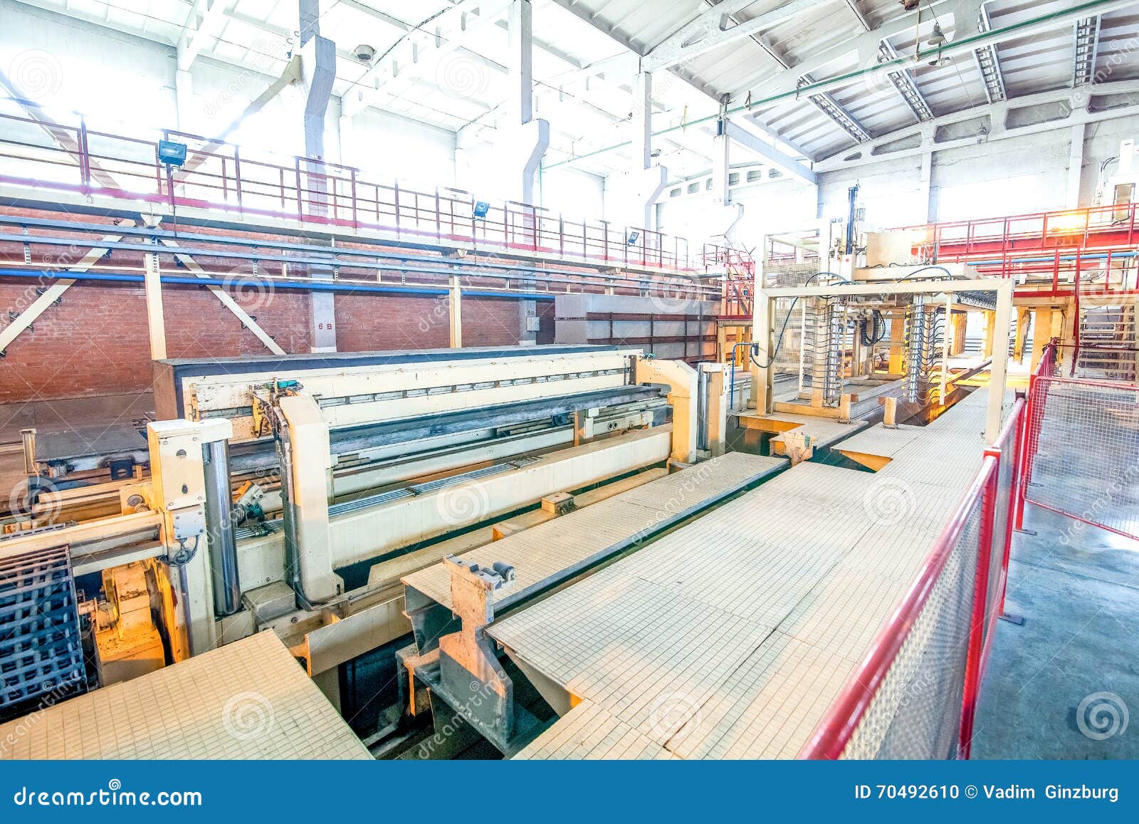 Modern Equipment at Factory Producing Concrete Blocks Stock Photo