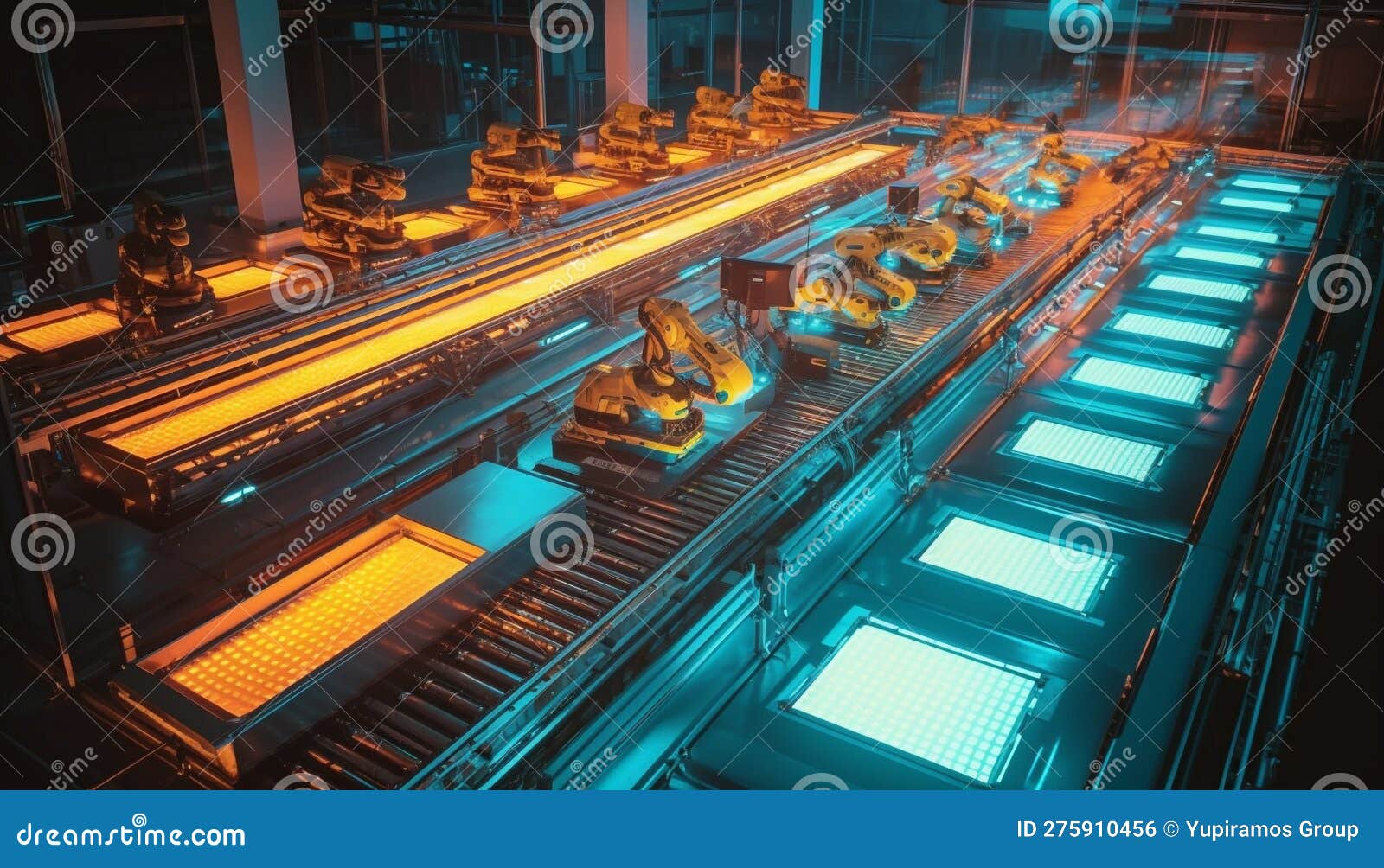 Modern Factory Machinery Illuminates the Steel Generated by AI