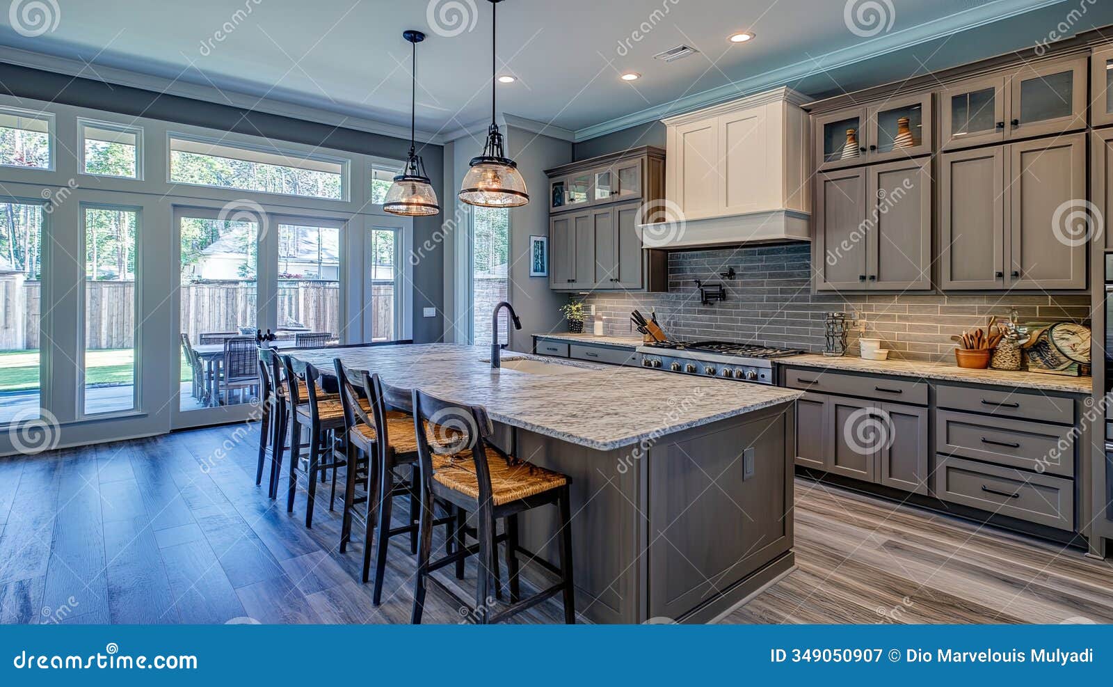 Shaker Solid Wood Kitchen Cabinets with Granite Backsplash & Sink Ready ...