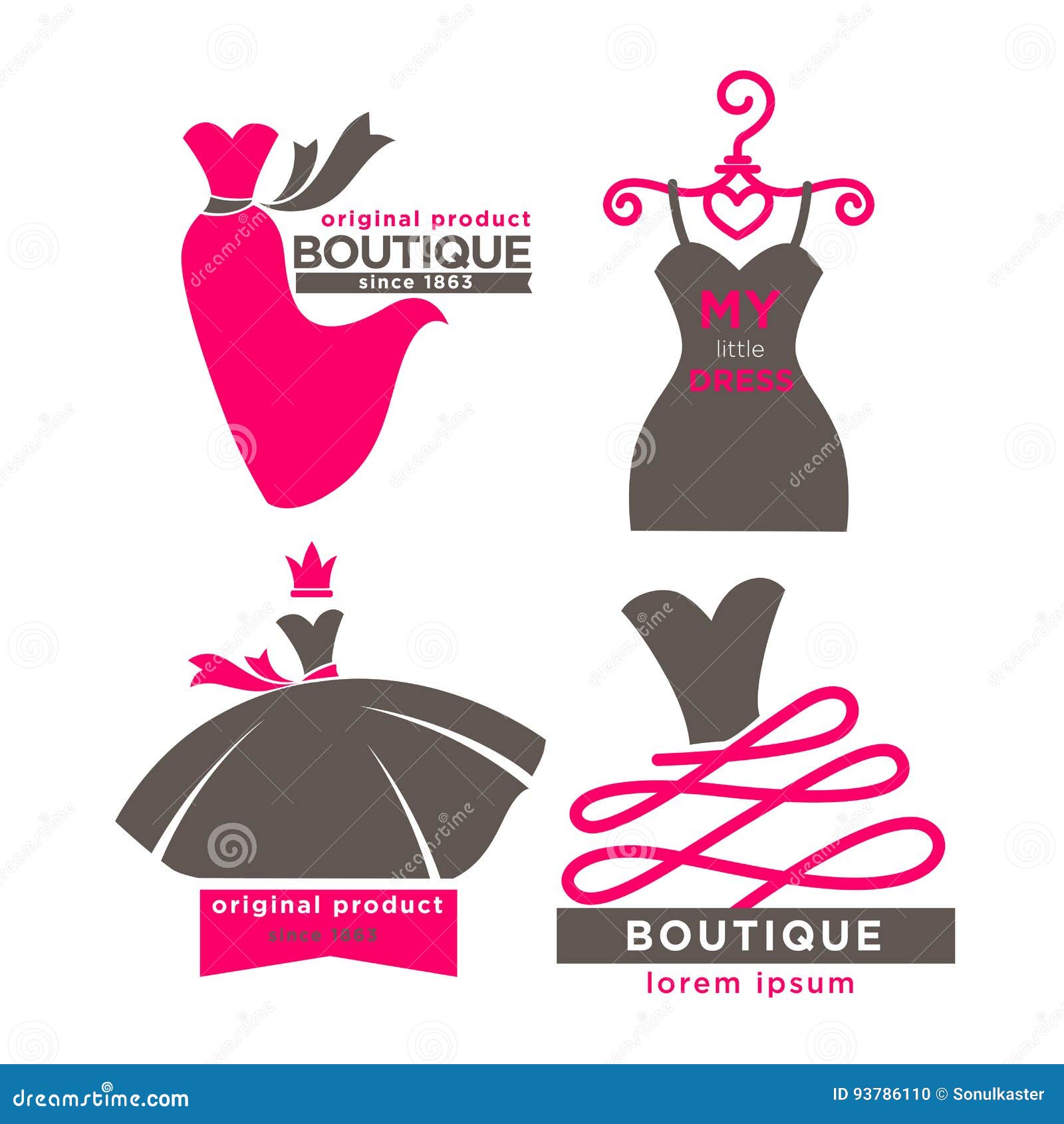 Modern Fashion Boutiques Logotypes Illustrations Set Stock Vector ...