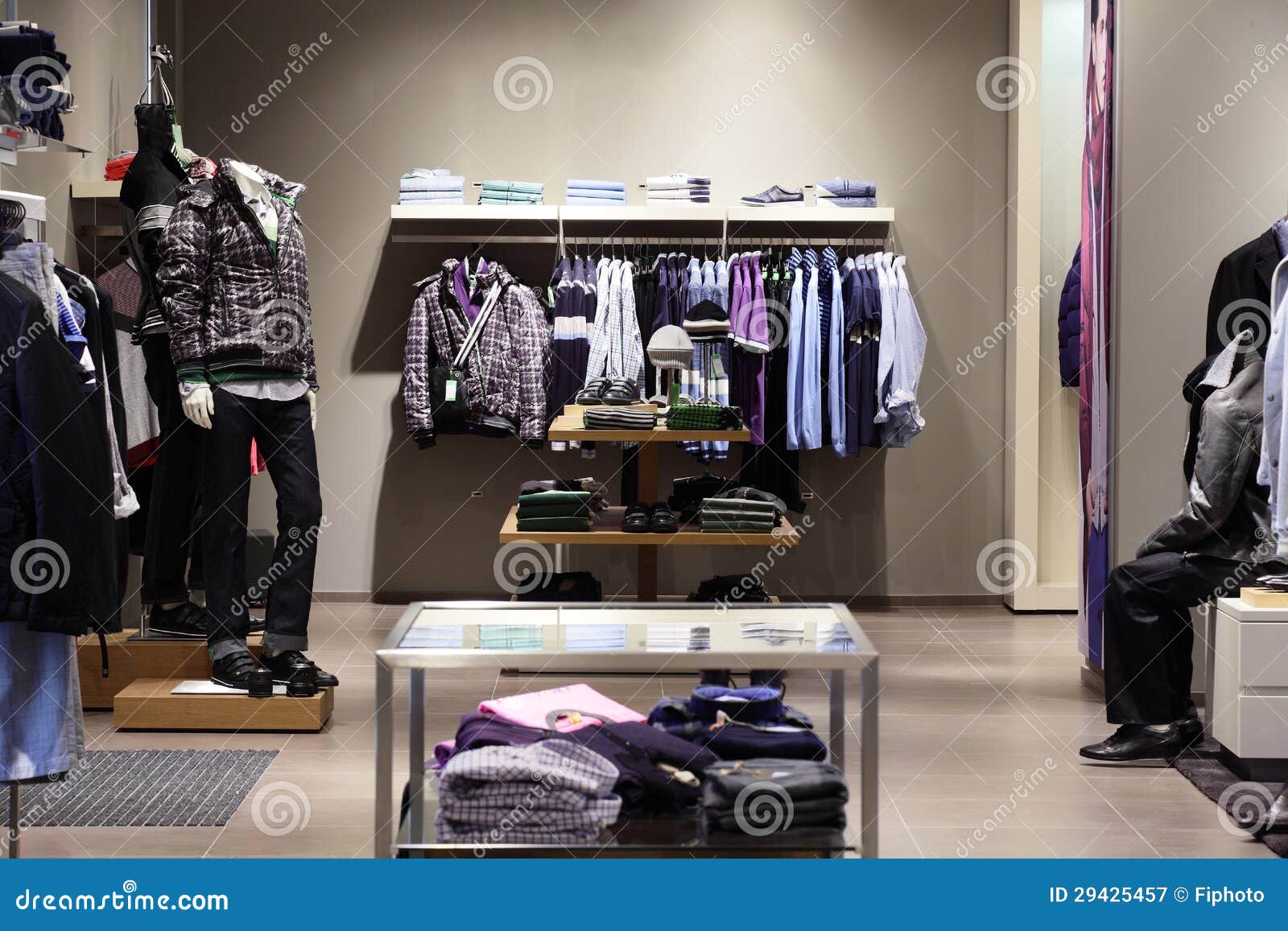 Modern and Fashion Clothes Store Stock Image - Image of light, glass ...