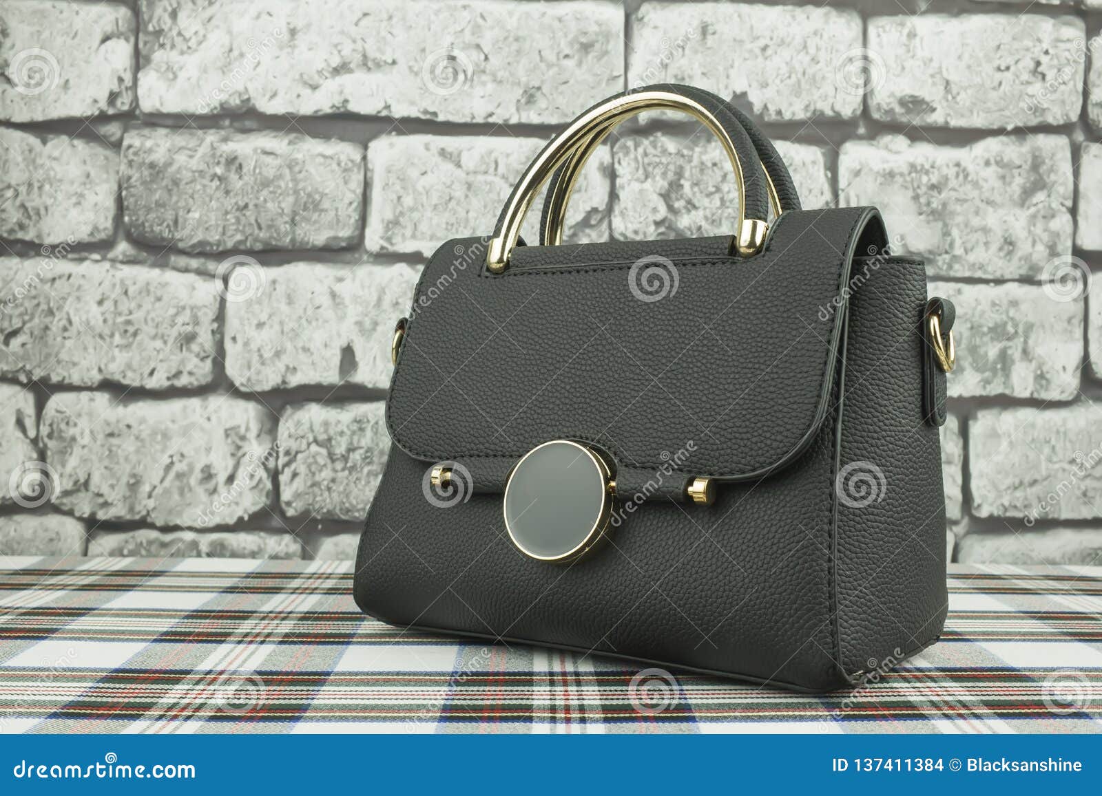 Black fashionable bag left stock photo. Image of back - 137411384