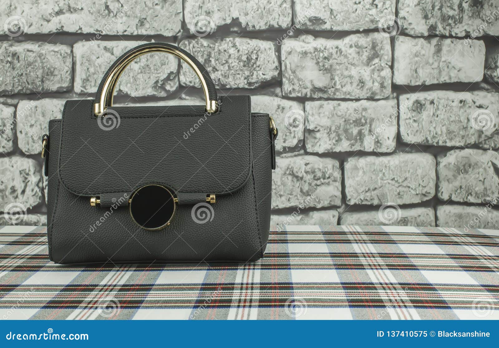 Black Fashionable Bag and Space Stock Image - Image of chic, fabric ...