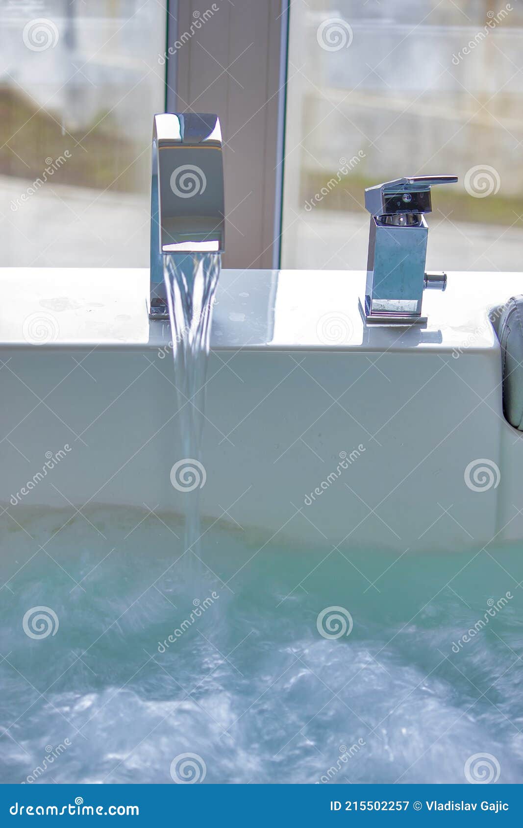 Modern Faucet on the Hot Tub Stock Image Image of apartment, elegance