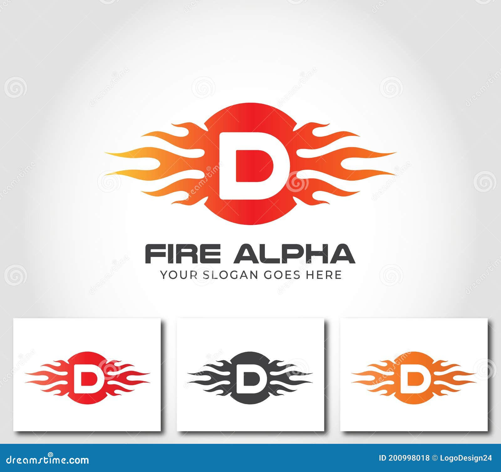D Alphabet Fire Logo Design Concept Stock Vector - Illustration of ...