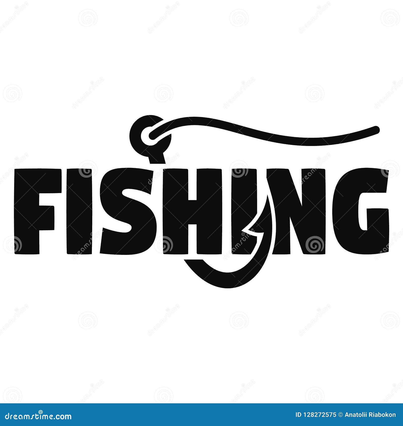 modern fish hook logo, simple style