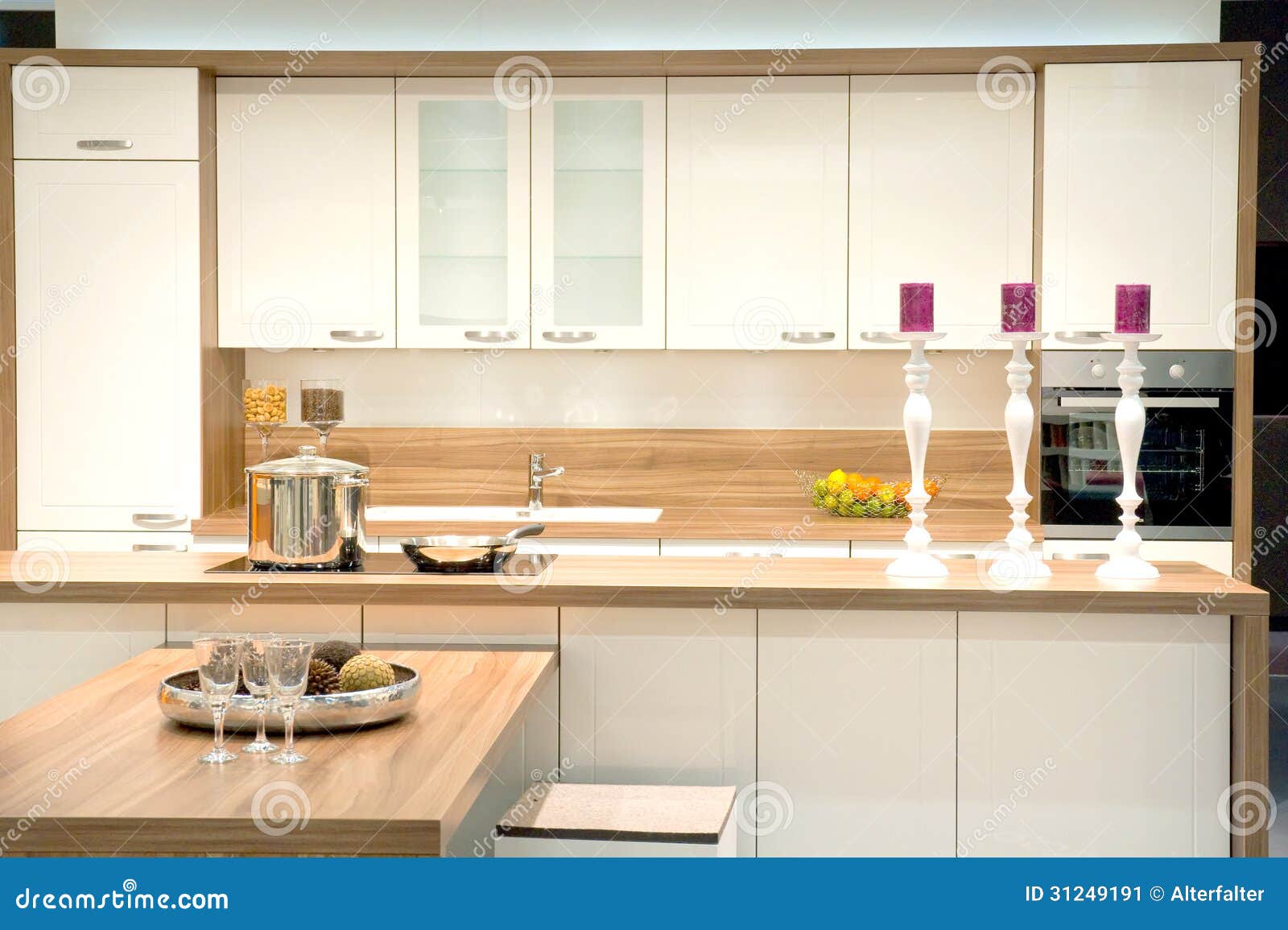 modern fitted kitchen stock