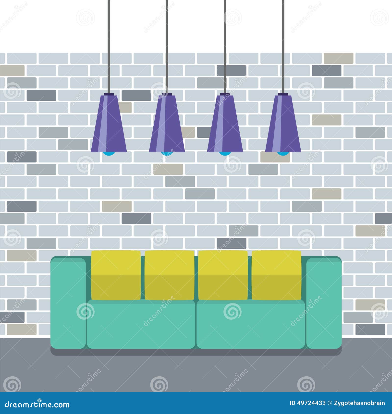 Modern Flat Design Sofa Interior Stock Vector Illustration of style