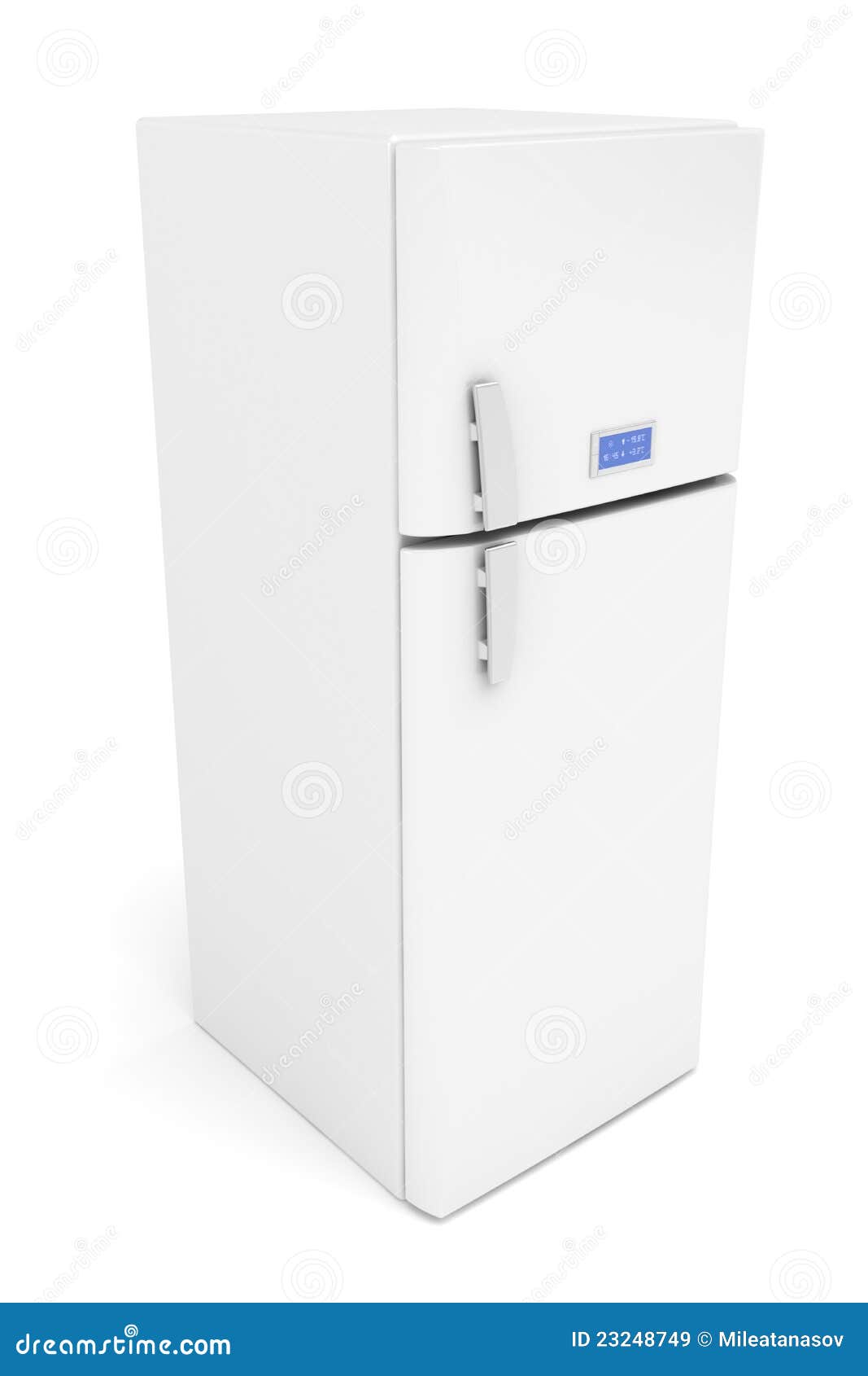 3d image of white modern fridge