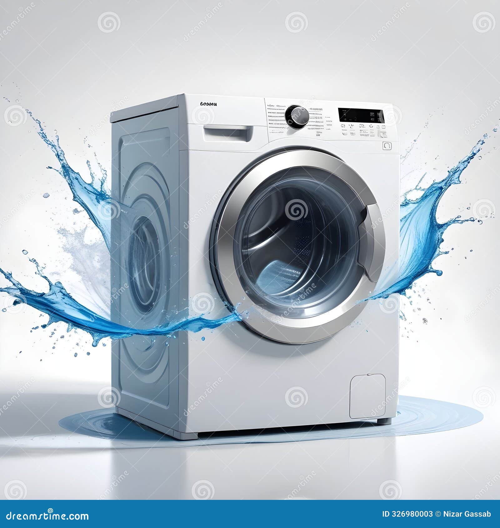 a modern front-loading washing machine with a transparent glass door