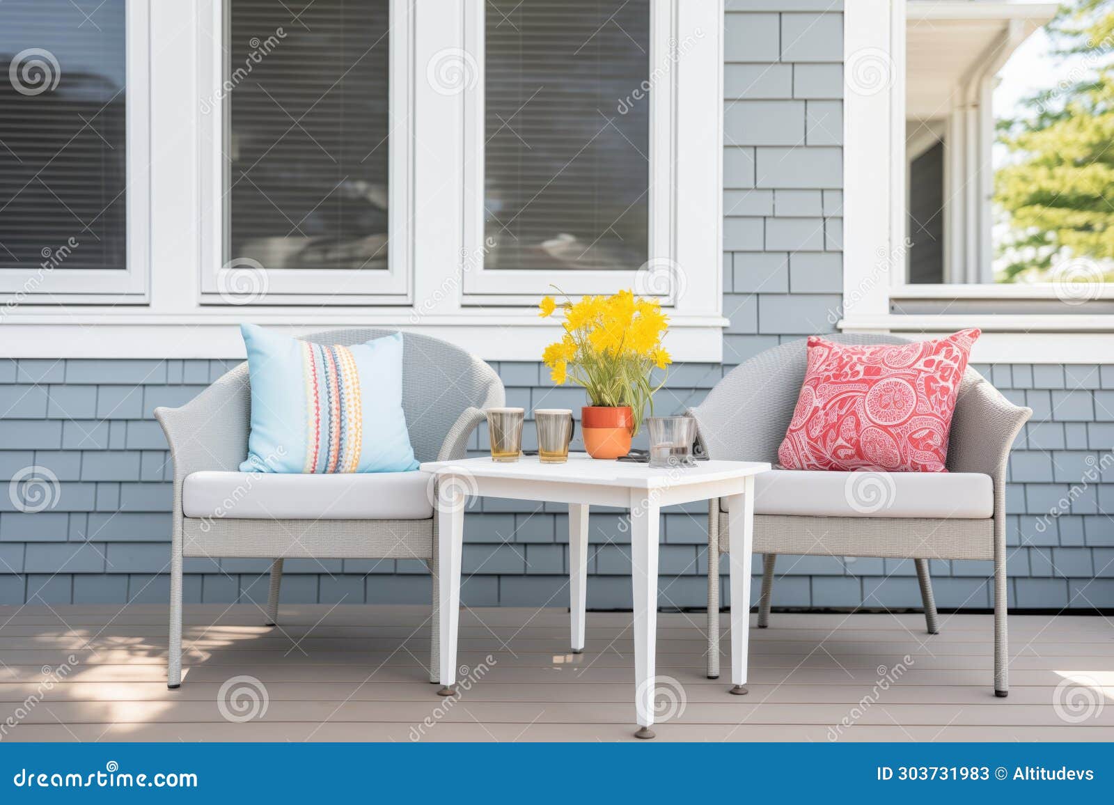 Modern Furniture on a Cape Cod Front Porch Stock Image Image of porch, outdoor 303731983