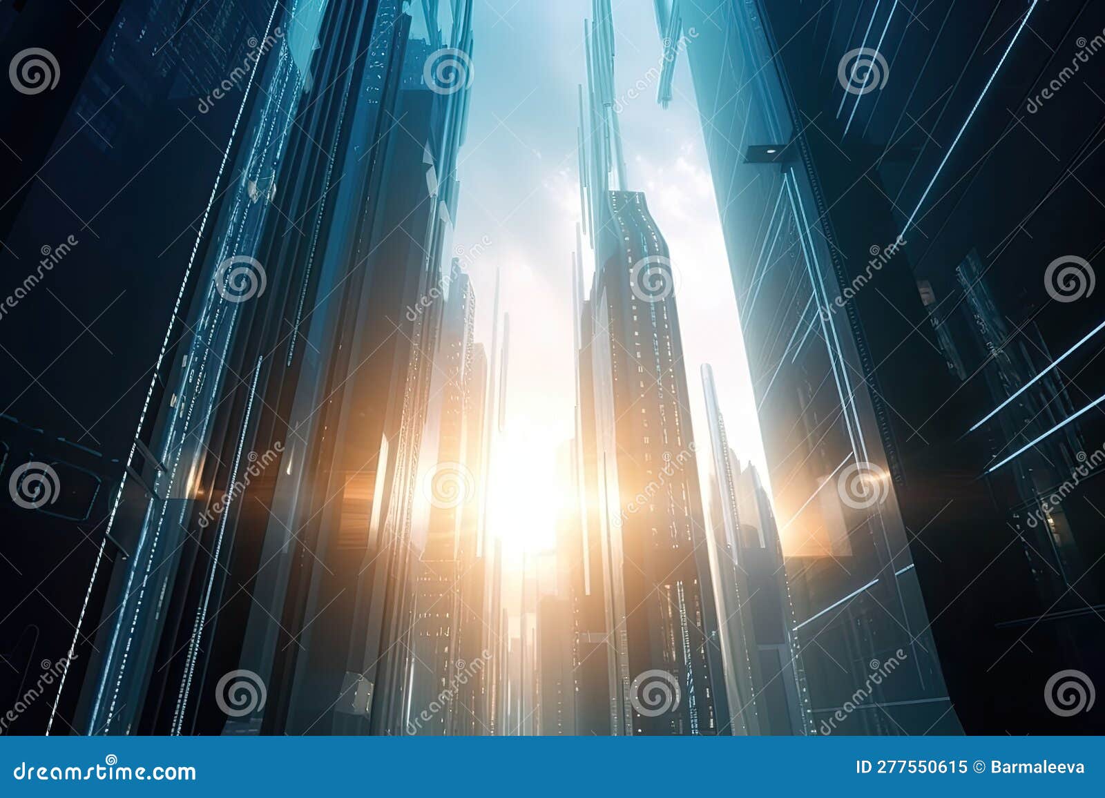 Modern Futuristic Glowing City with Tall Skyscrapers and Modern ...