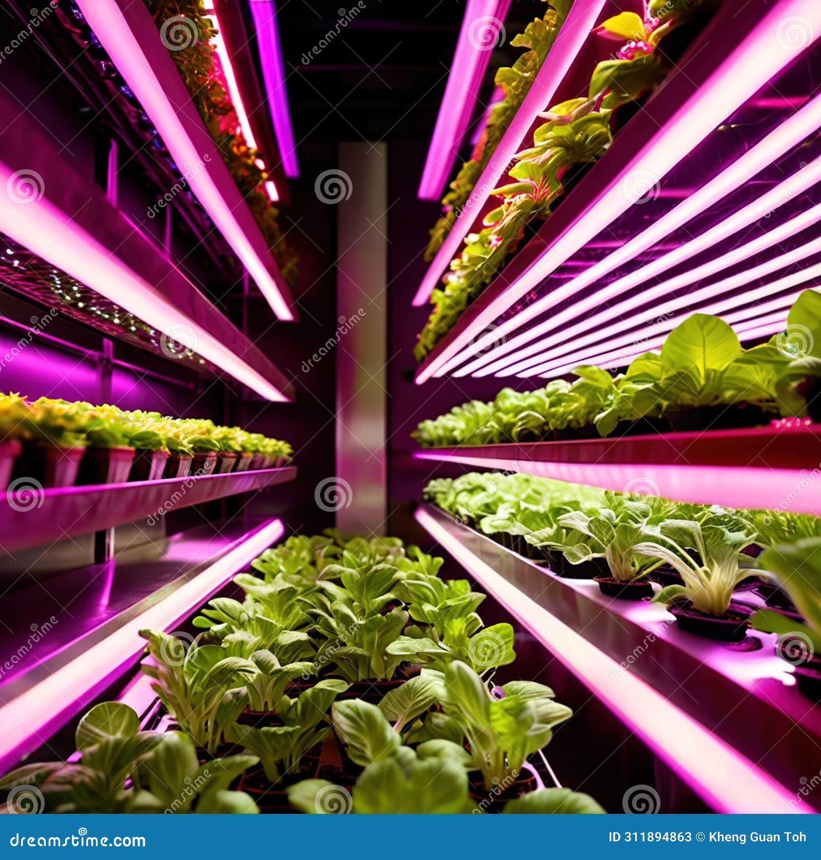 modern futurustic high tech vertical farm using hydroponics