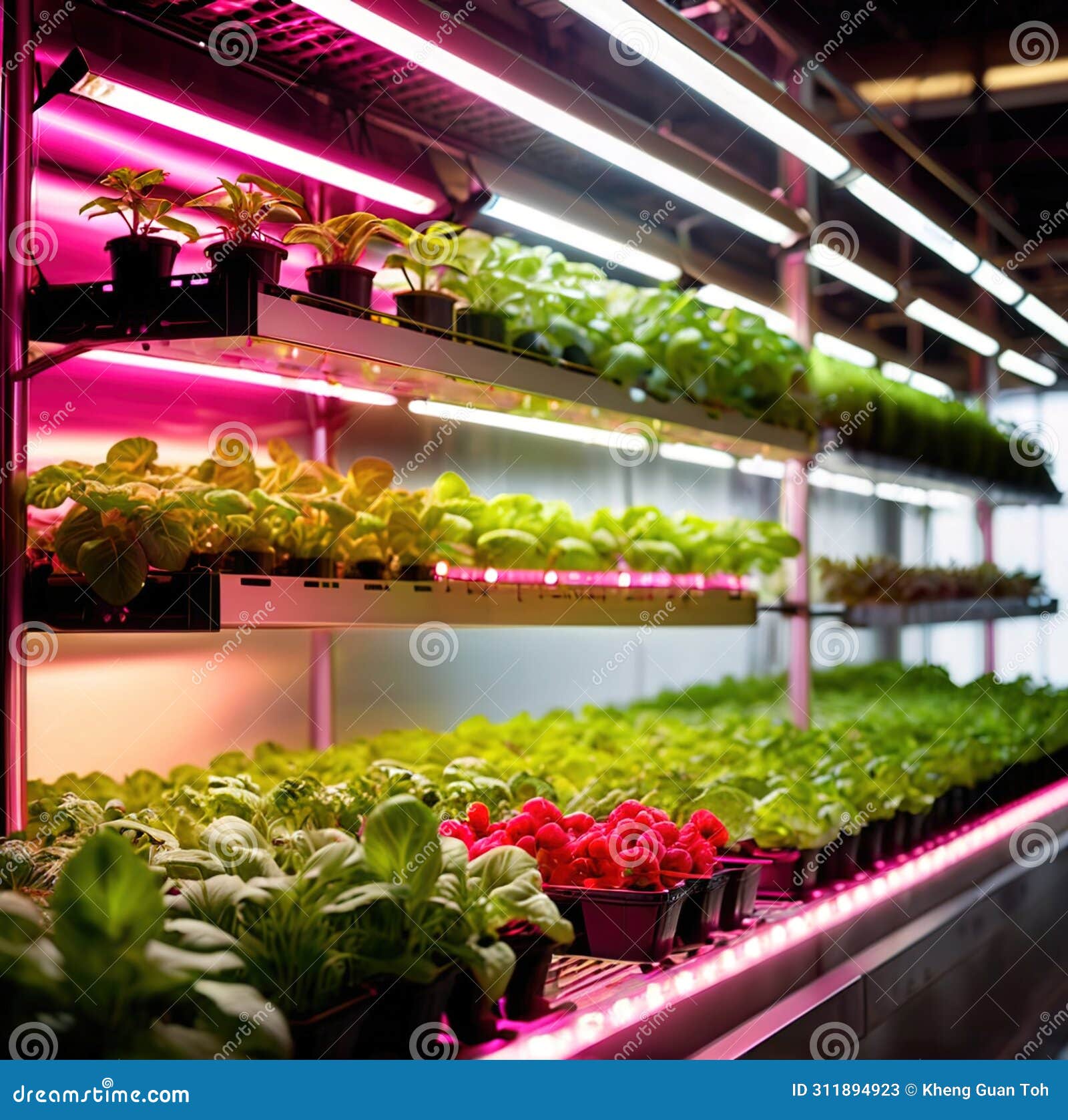 modern futurustic high tech vertical farm using hydroponics