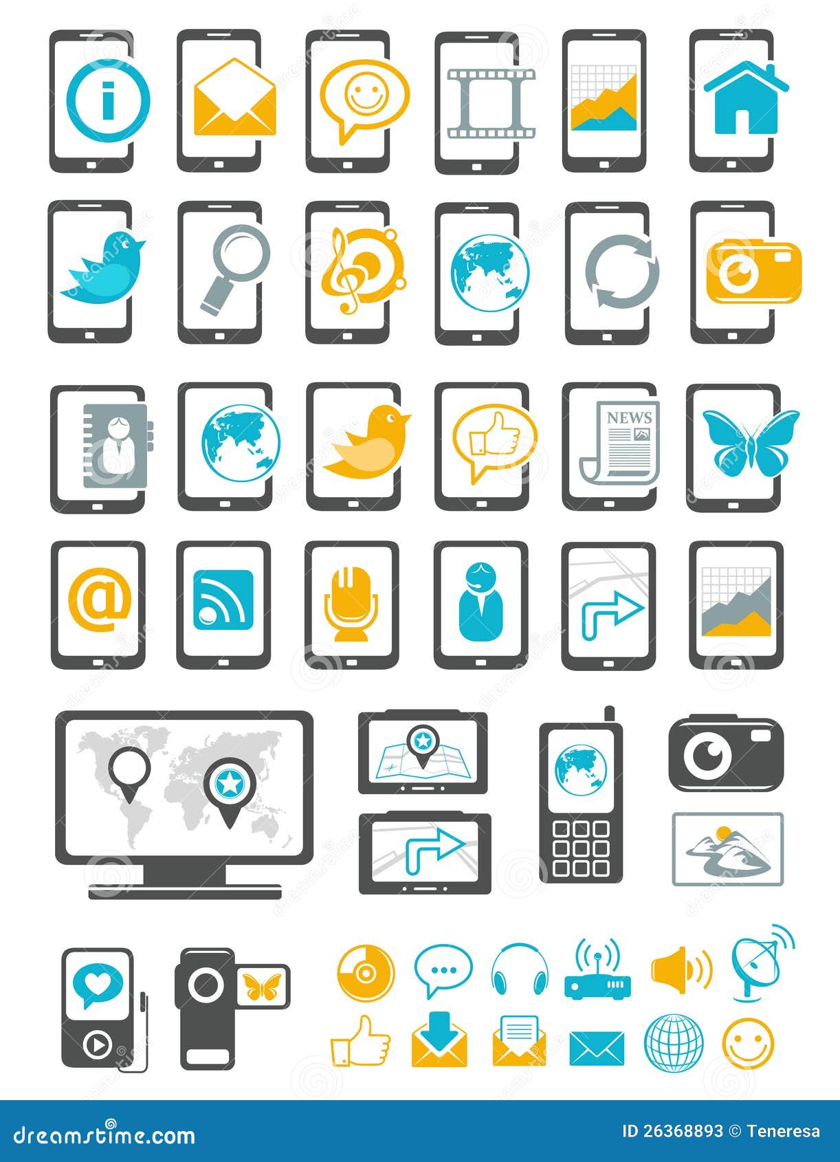 modern gadget and mobile device icons