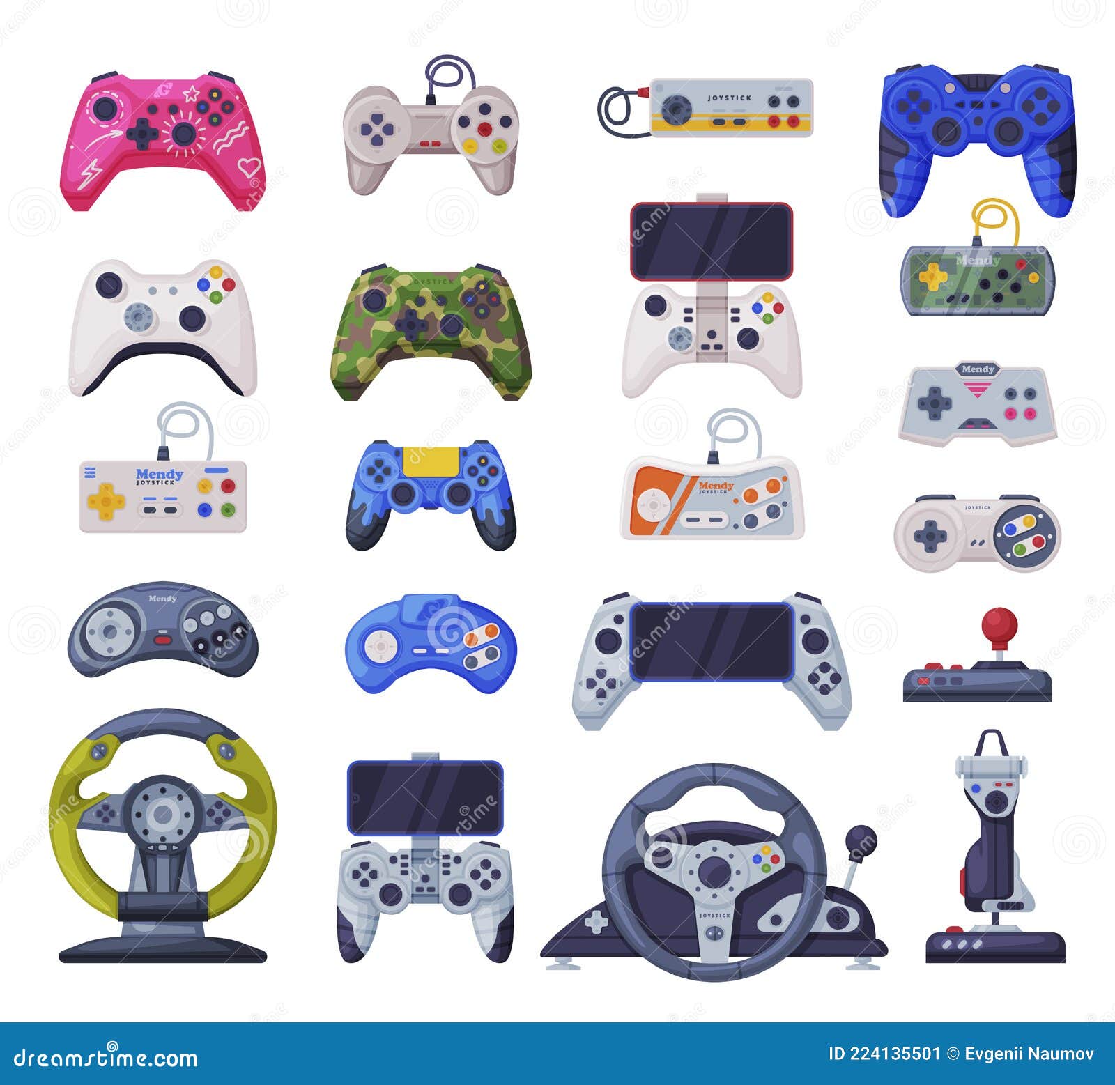 Modern Game Console Controllers Collection, Video Game Players Accessory  Devices Cartoon Vector Illustration Stock Vector - Illustration of  controller, play: 224135501