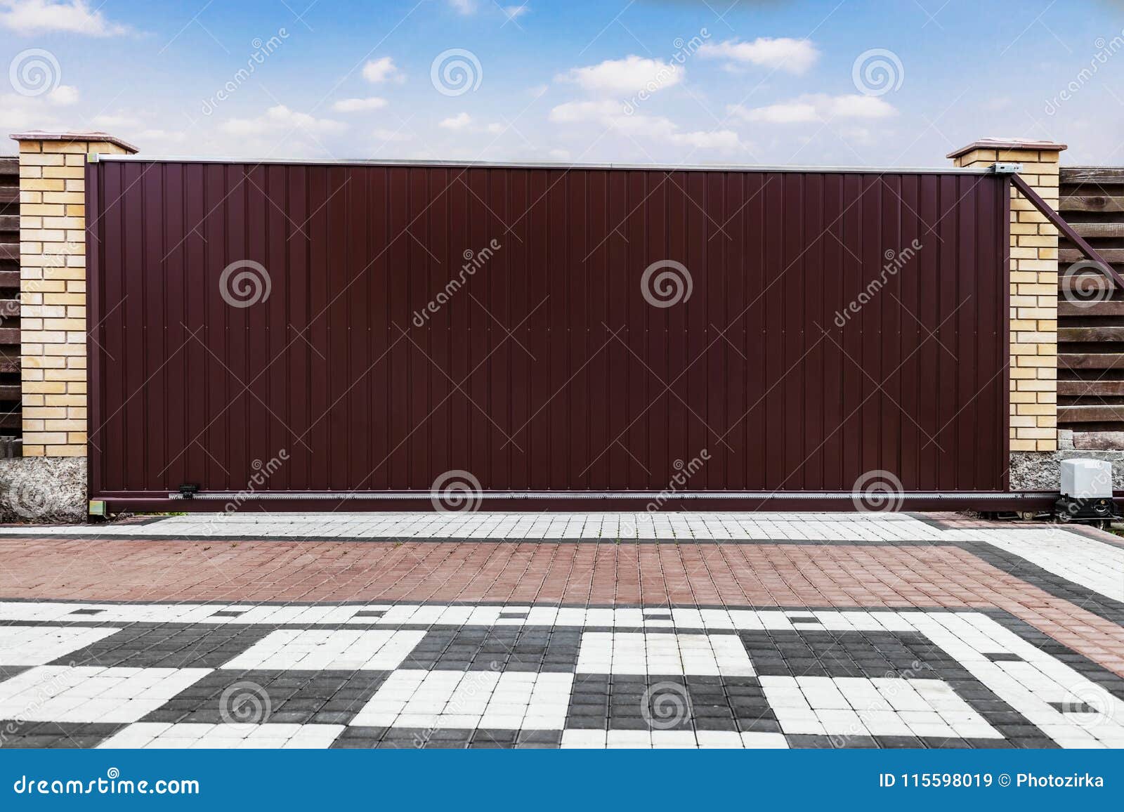 Large Automatic Sliding Garage Door Stock Image Image of gates, door