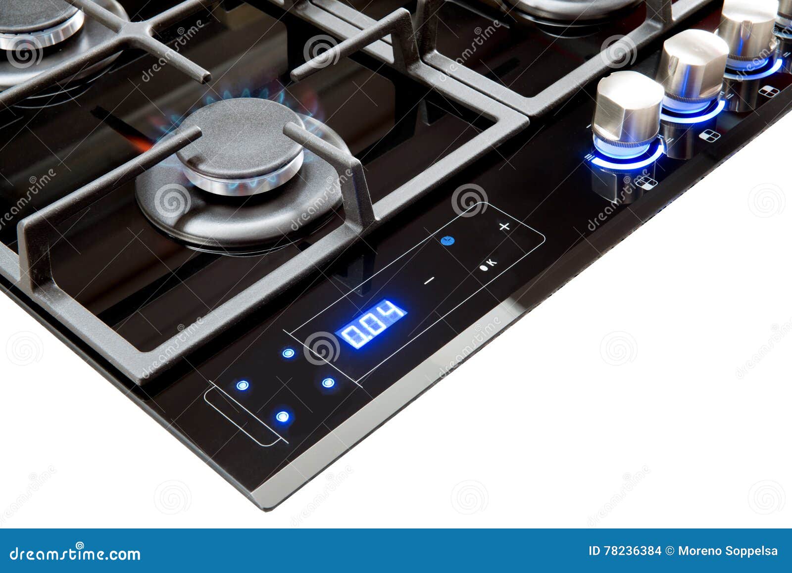 Modern gas hob stock photo. Image of steel, warm, natural 78236384