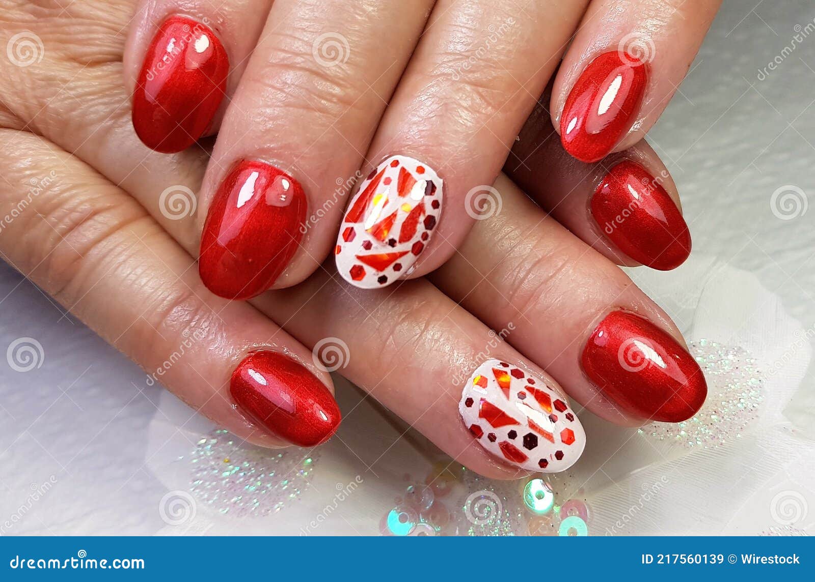 Modern Gel Nails Painted in Closeup Stock Image Image of modern