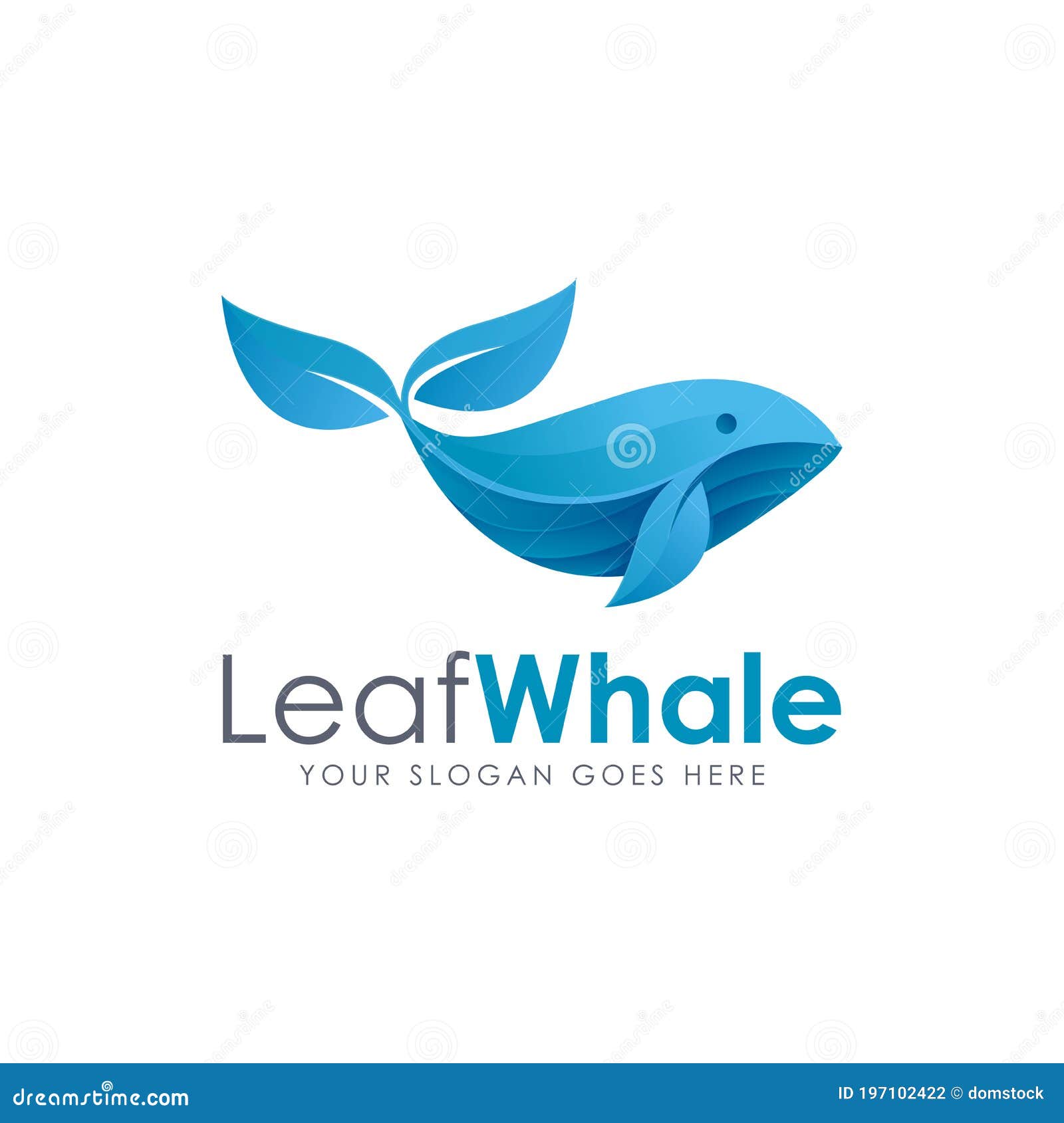 modern geometric whale fish and leaf logo icon  template