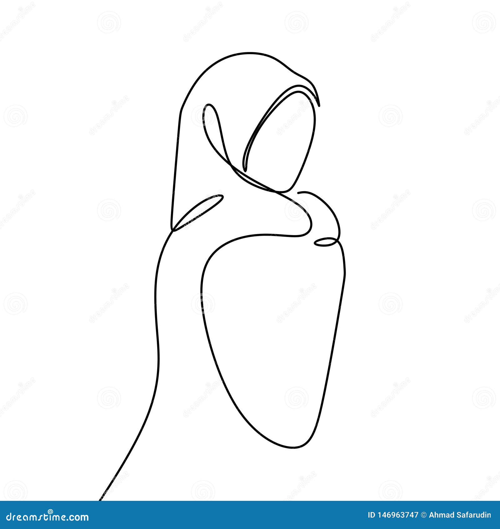 Modern Girl Wearing Hijab Fashion One Continuous Line Drawing ...