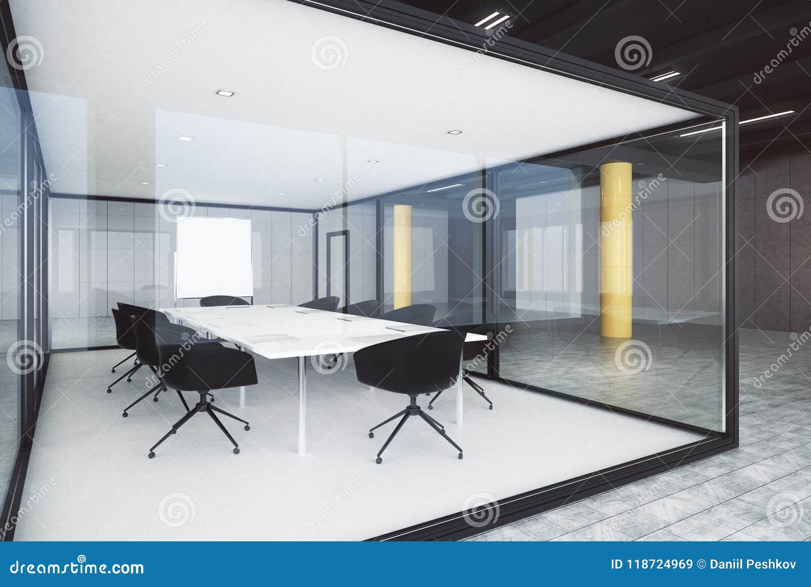 Modern Glass Conference Room Stock Image Image Of Ceiling