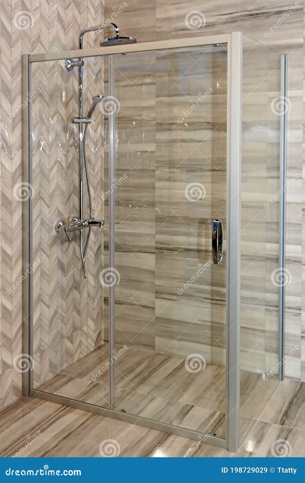Modern glass shower cabin stock image. Image of modern 198729029
