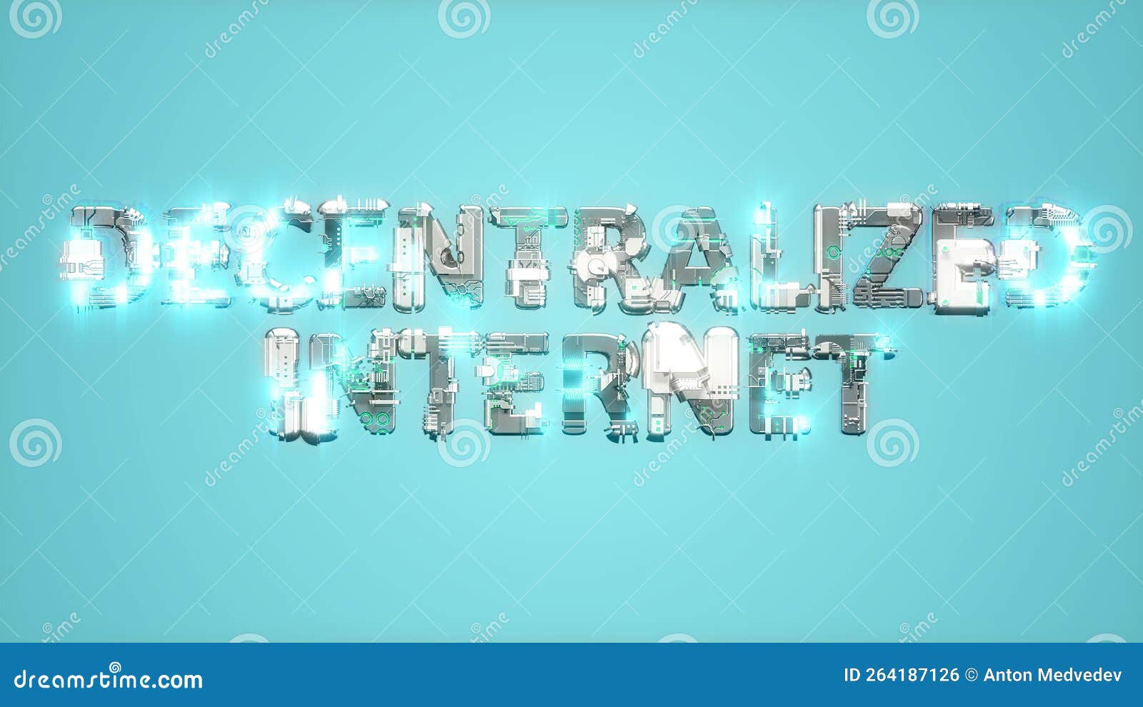 Modern Shining Text DECENTRALIZED on Blue Bg