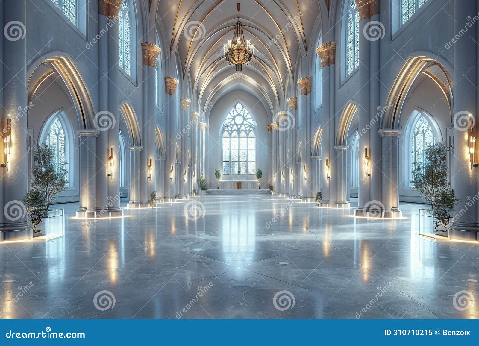Modern Gothic Church Converted into an Event Space3D Render Stock