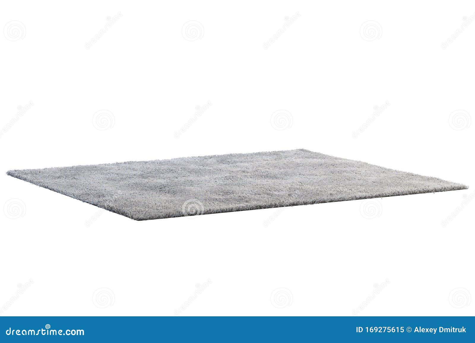 Modern Gray Rug with High Pile. 3d Render Stock Illustration