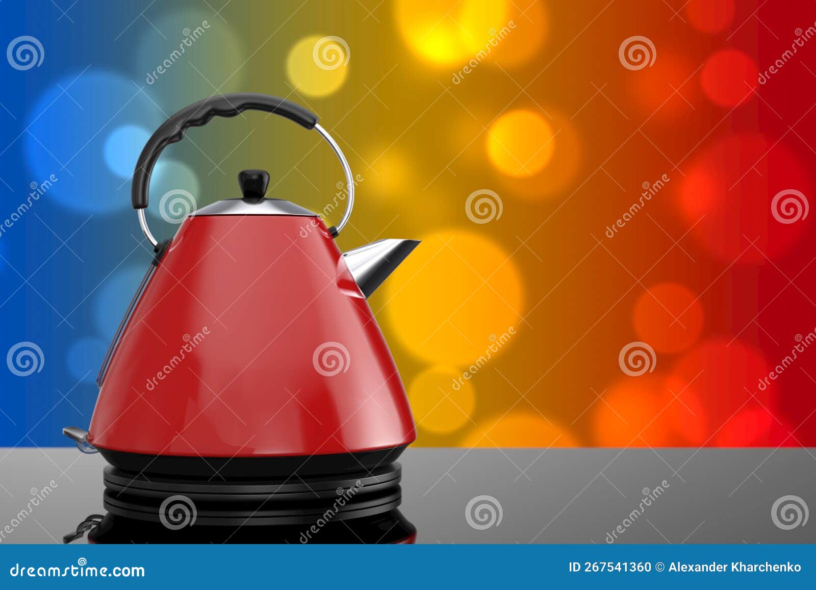 Modern Green Electric Kitchen Kettle. 3d Rendering Stock Photo Image