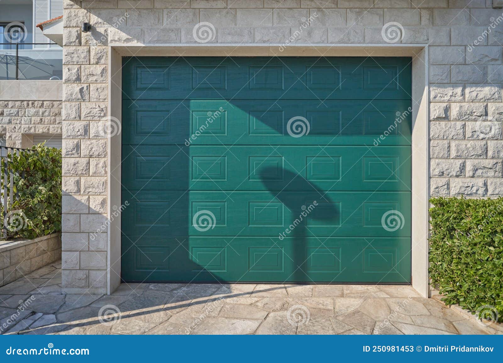 Modern Green Garage Door. Automatic Garage Door Stock Image Image of