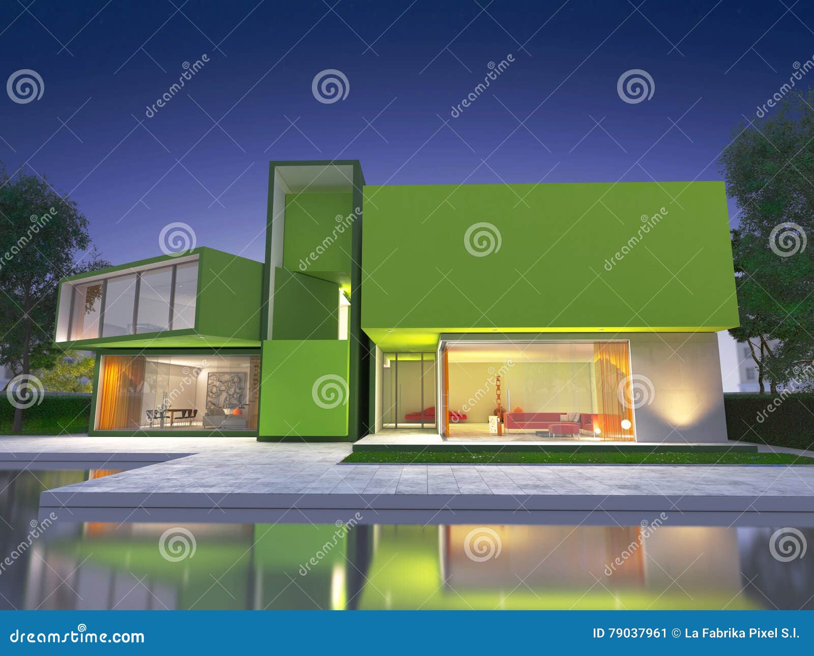 Modern green house stock illustration. Illustration of lifestyle - 79037961