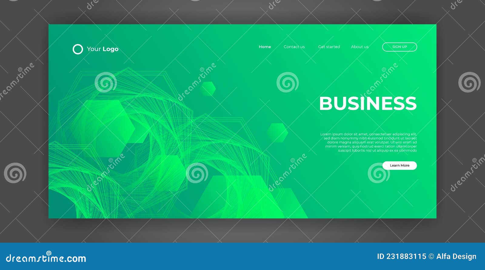 Modern Green Landing Page Website Design with Abstract Background for ...