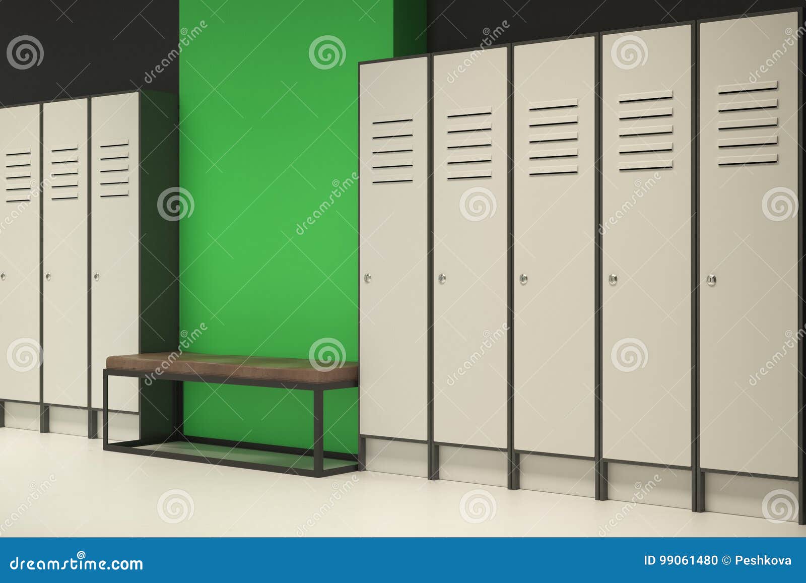 Modern Green Locker Room with Empty Wall Stock Illustration Illustration of concept, gallery