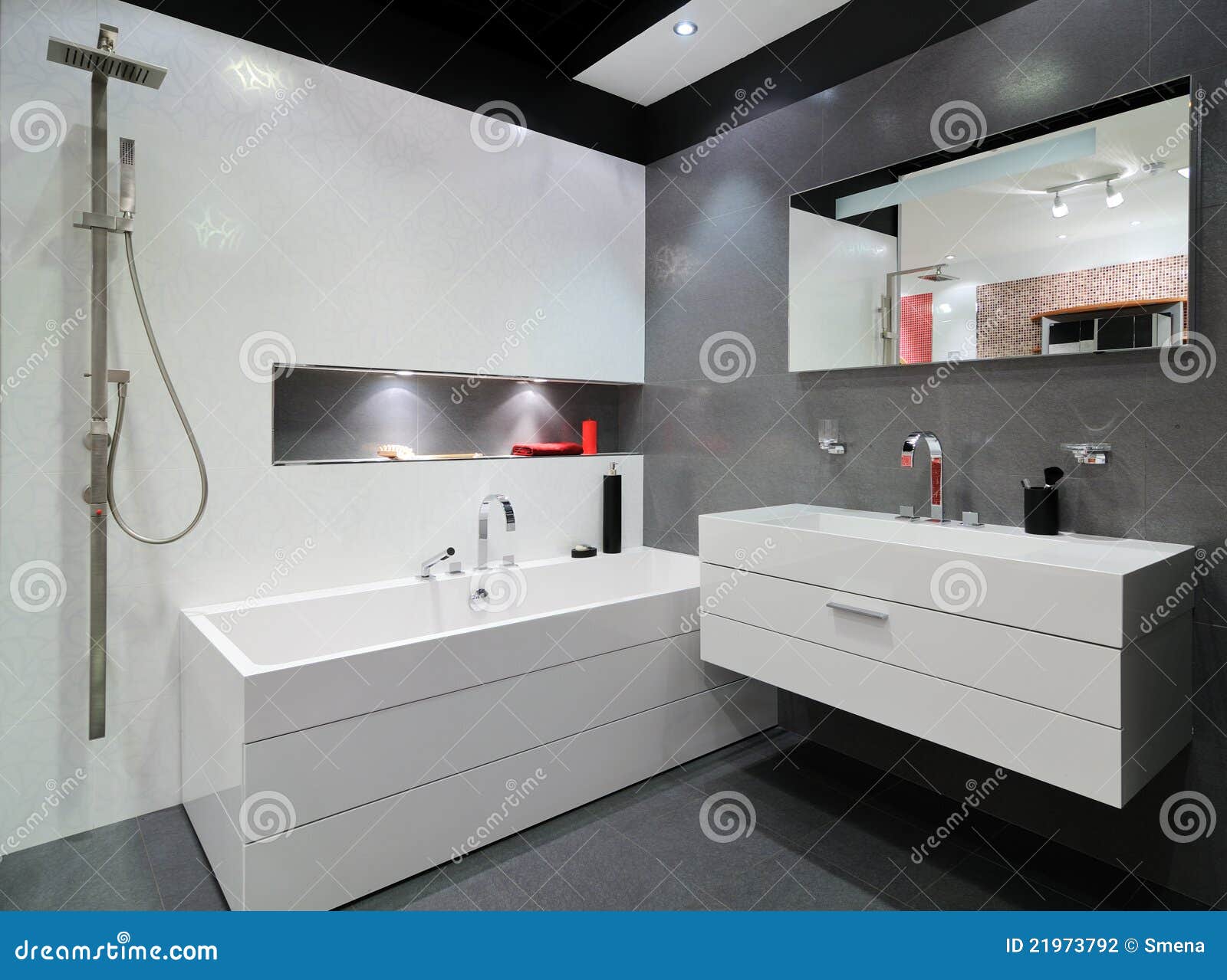 Modern grey bathroom stock photo. Image of grey, design 21973792