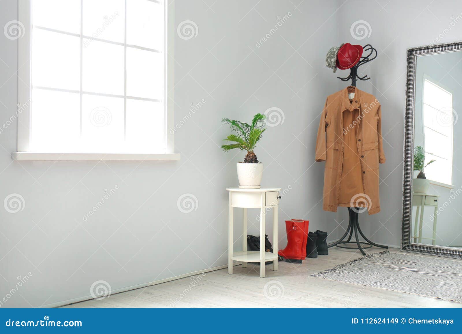 Modern Hallway Interior with Clothes Stock Image Image of furniture