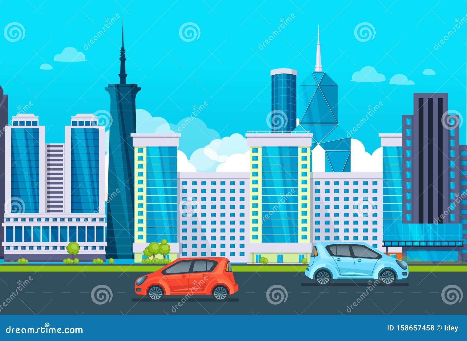 Modern High-rise City Skyscrapers Cartoon Vector Illustration Stock Vector  - Illustration of moving, cartoon: 158657458