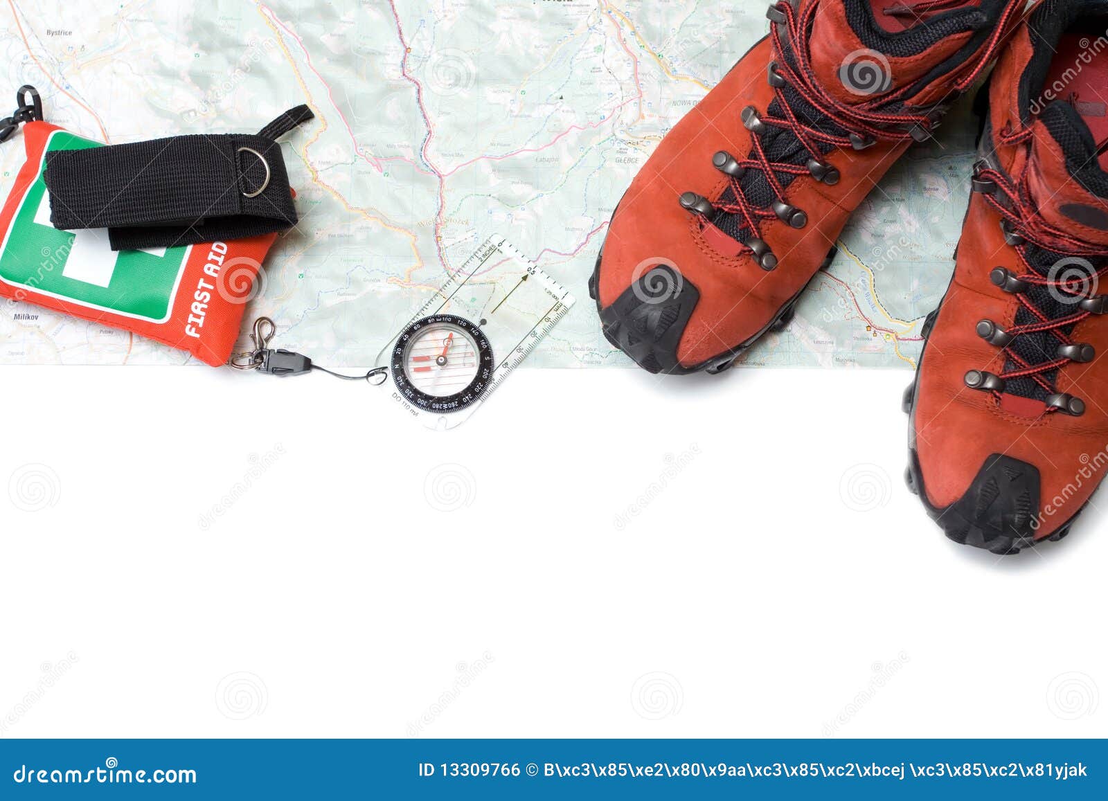 Modern Hiking Shoes and Compass Background Stock Photo Image of frame, modern 13309766