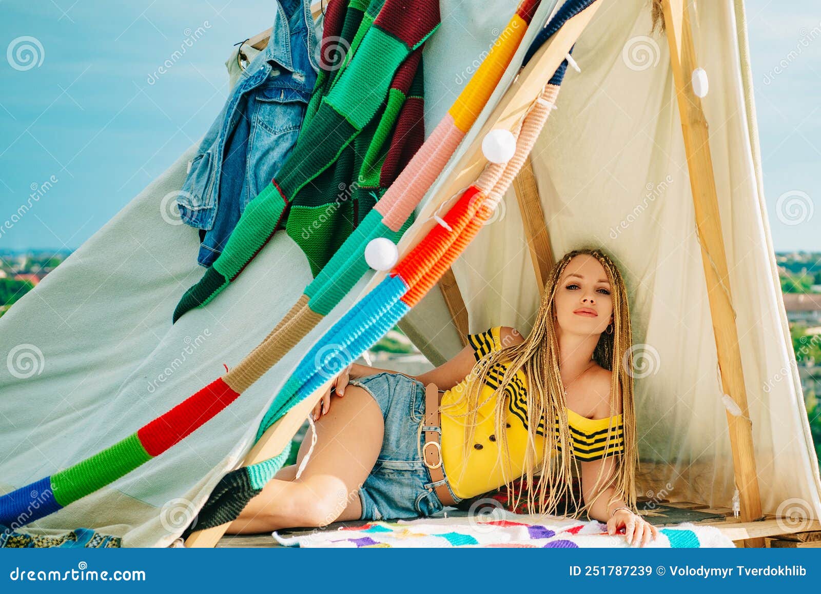 Modern Hippy Fashion. Bohemian Style. Woman Outdoor Fashion. Sunny  Portrait. Stock Image - Image of dress, boho: 251787239