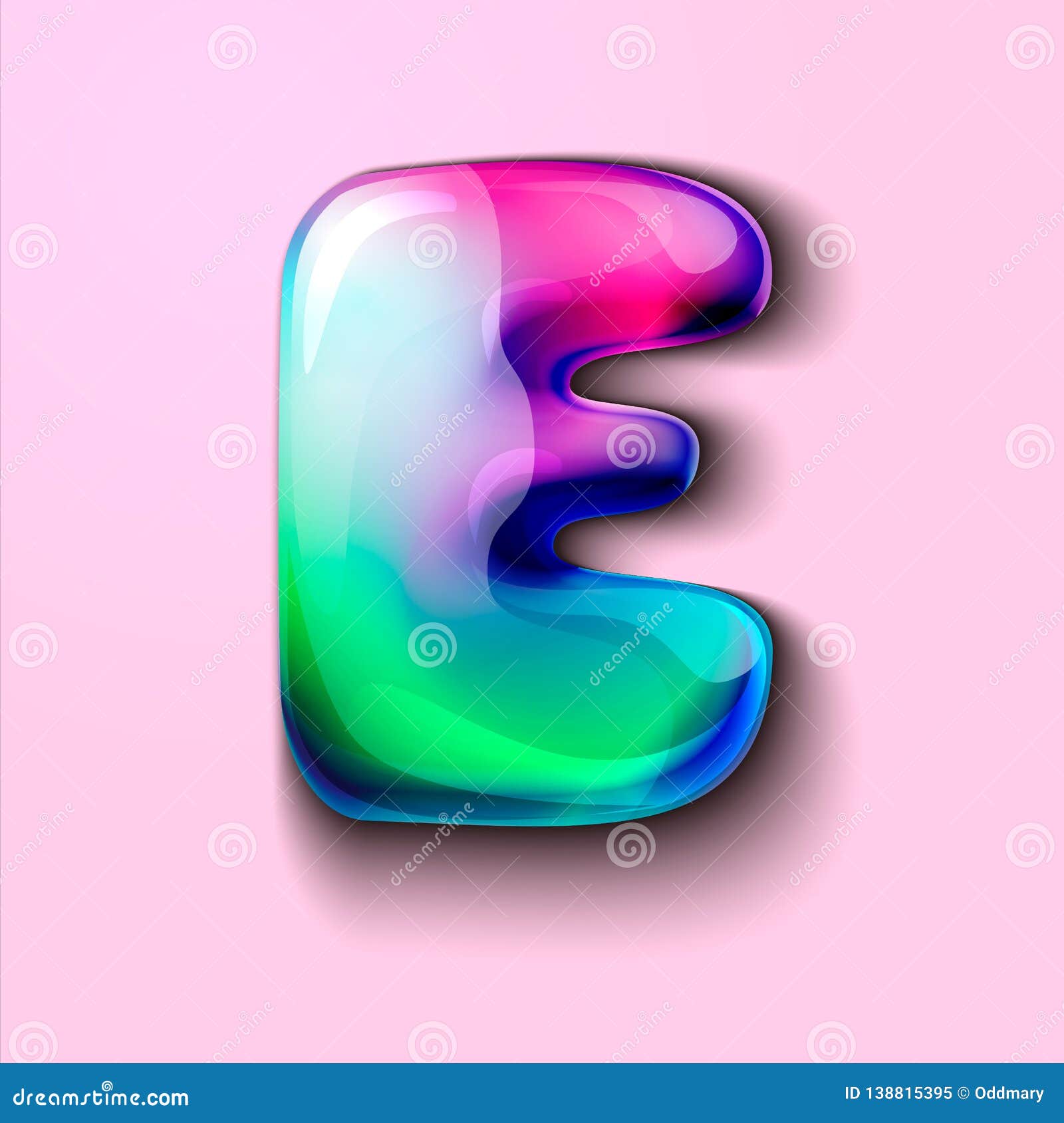 Modern Holographic Letter E Gelatinous Letter Of The Alphabet 3d Letter Lollipop Volumetric Letter With Watercolor Divorce A D Stock Illustration Illustration Of Balloon Banner