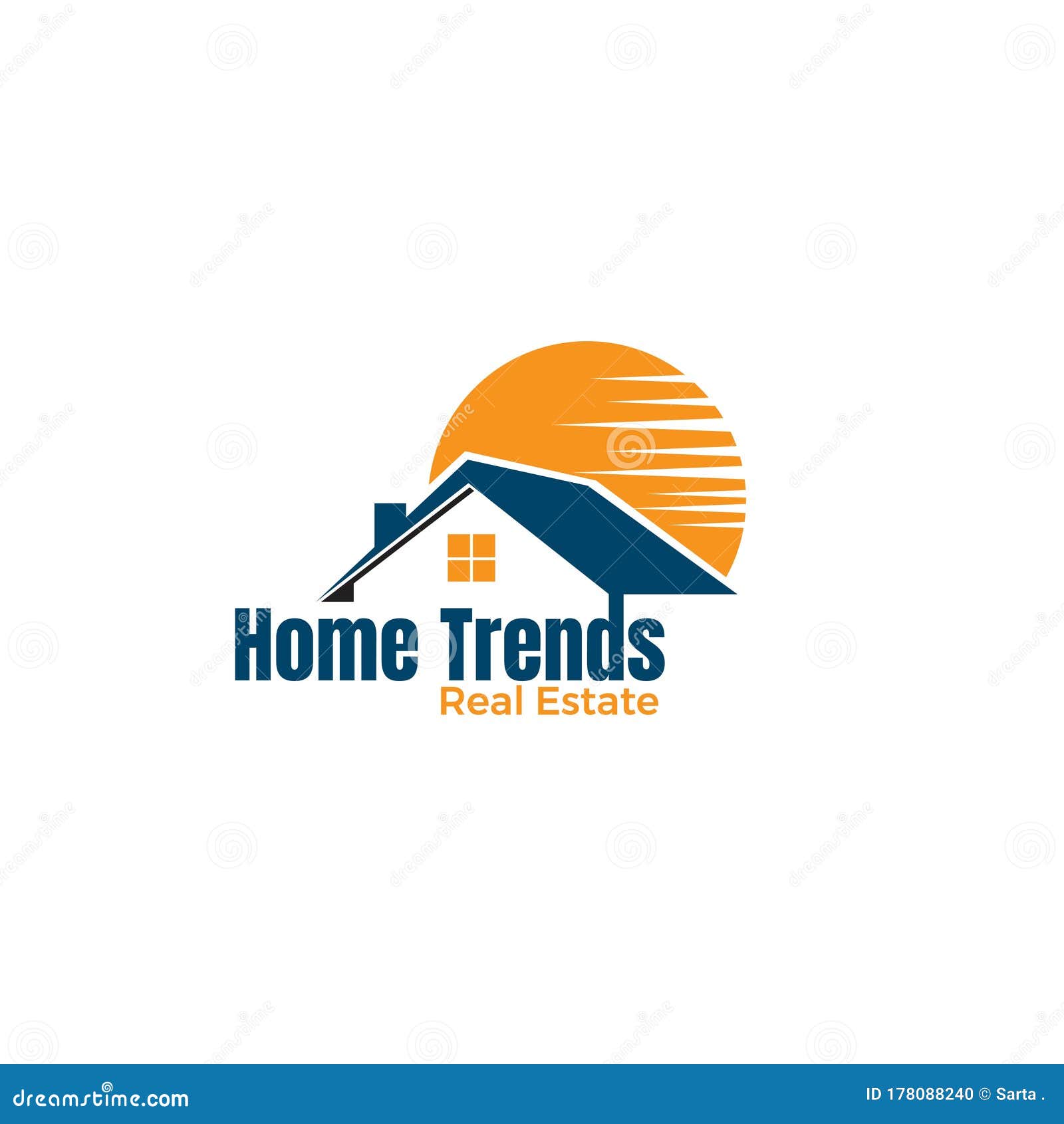 Modern Home Trends Real Estate Logo Template Stock Vector