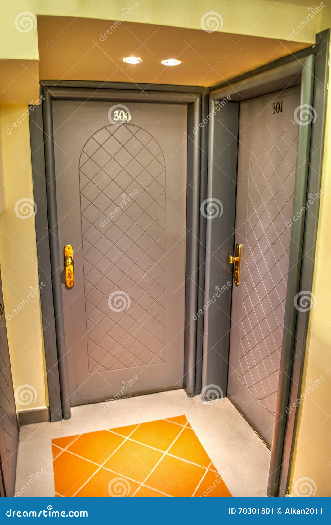 Modern hotel room doors stock image. Image of hotel, decoration 70301801
