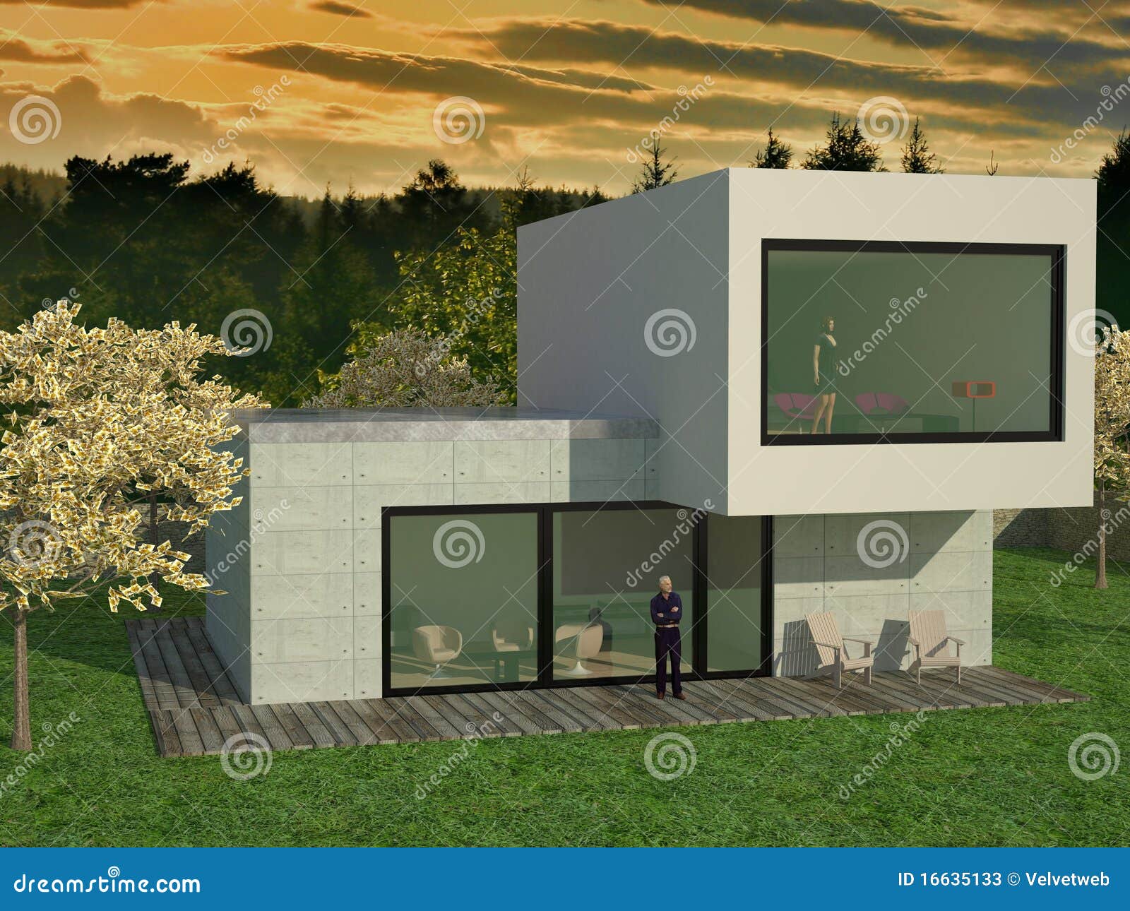 Modern house stock image. Image of garden, family, facade 16635133