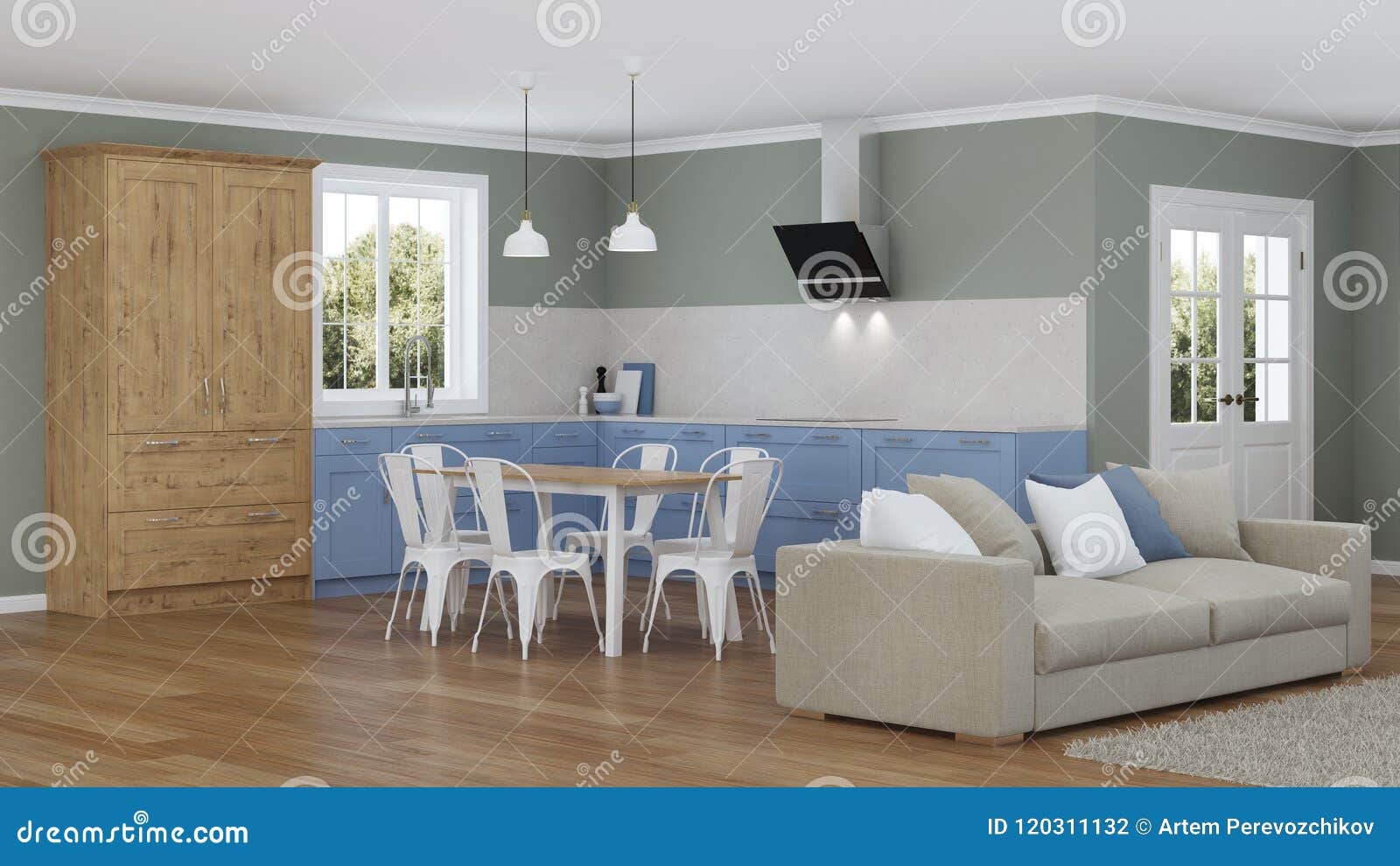 Modern House Interior Design Project Stock Illustration